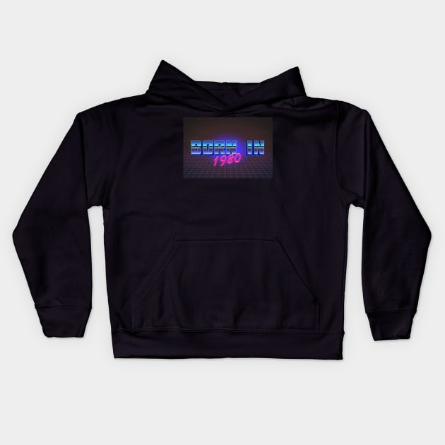 Born In 1980 ∆∆∆ Retro Outrun Birthday Design Kids Hoodie by DankFutura